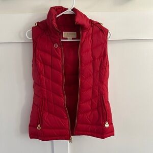 Red Quilted Vest with Gold Accents